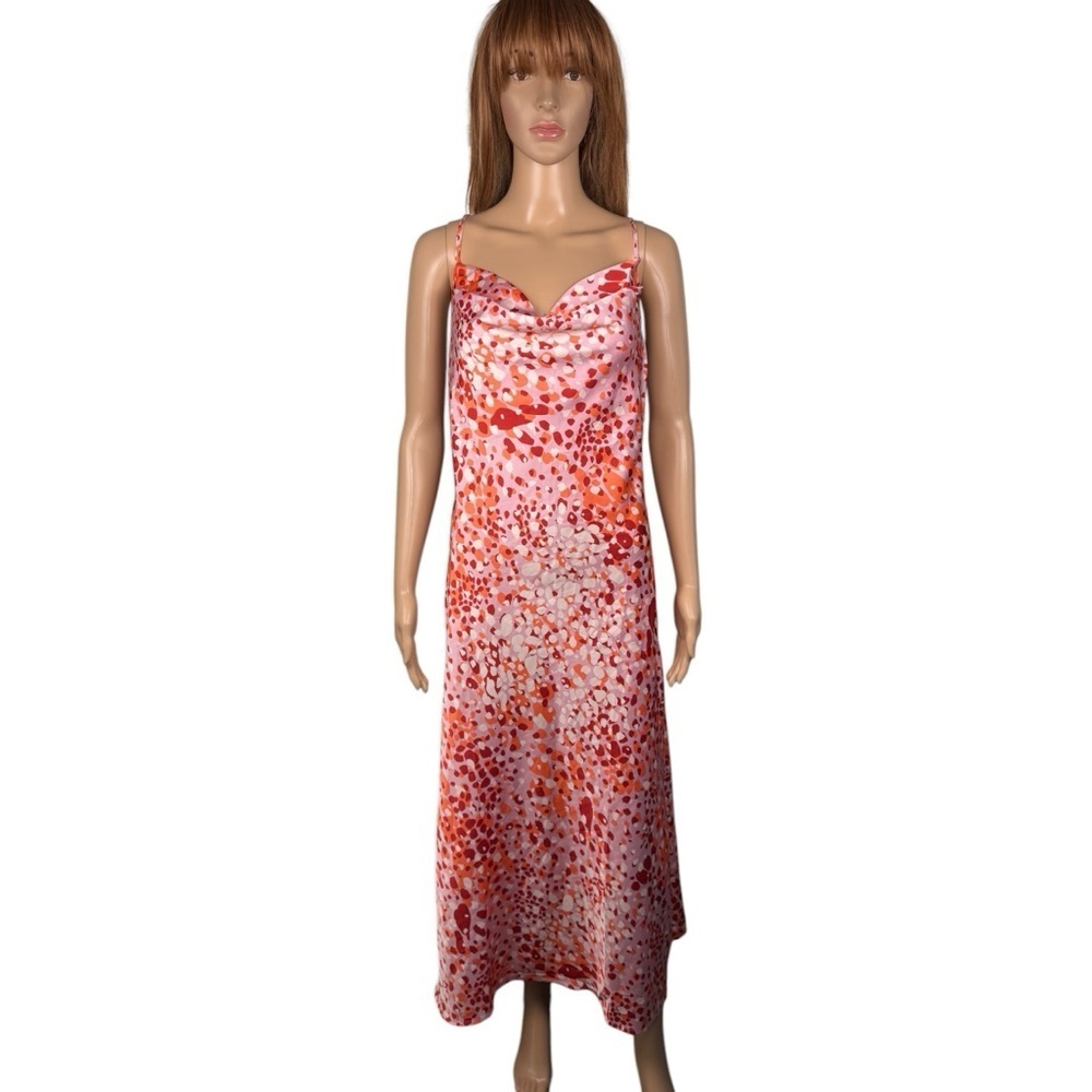 Lost + Wonder Satin Cowl Neck Sleeveless Slip Midi Dress Size L